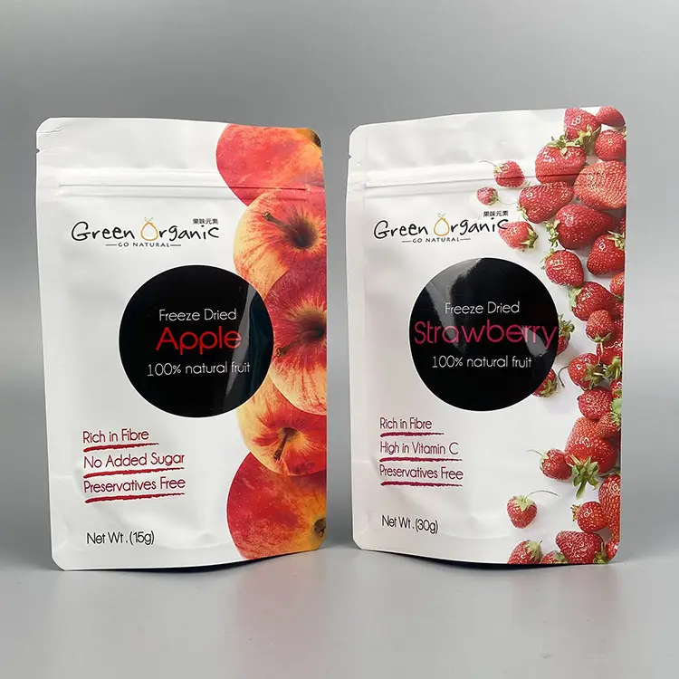 Resealable Dried Fruits Vegetable Plastic Zip Lock Food Packaging Bag Custom Printed Laminated Fruit Snack Bags