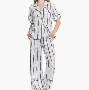 Ensemble de vêtements de maison <span class=keywords><strong>d</strong></span>écontractés pour femmes en deux pièces, style printemps-été, tissu tricoté de luxe, respirant, doux, pyjama pour femmes - Product Image 1