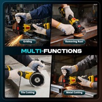 Outil électrique professionnel sans fil 21V sans balais, avec protection de poignée à 2 positions, pour meulage et découpe de métal en atelier, outil d'angle sans fil