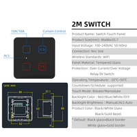 Interruptor Combinado Inteligente WiFi con Control Táctil para Iluminación, Ventilador y Cortina, Enchufe Universal de Doble Salida 10A 16A 240V, Marco de Metal y Vidrio