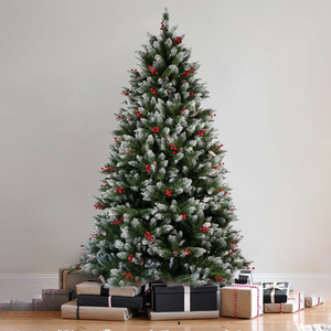 Tuyết-đổ xô berry-pinecone trang trí khổng lồ nhân tạo Cây giáng sinh Tabletop kim loại đứng PE & PVC Chất liệu Luxe trong nhà kỳ nghỉ - Product Image 1