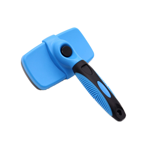 Cepillo de masaje de autolimpieza para perros y gatos de un botón de acero inoxidable con caja de goma y plástico embalada - Product Image 1