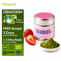 Poudre de Matcha à la Fraise Yibenef en Gros, Qualité Cérémoniale, Boîte de 30g, Végétalienne, Sans Gluten, ODM, Poudre de Matcha Aromatisée à la Fraise