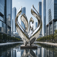 Sculpture de flamme abstraite moderne en acier inoxydable, couleurs personnalisées, OEM/ODM disponible, statue décorative d'art paysager pour extérieur et jardin