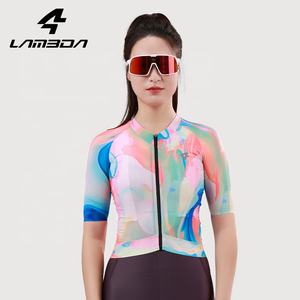 신상품 통기성 4방향 스트레치 열전사 프린트 경량 플러스 사이즈 심리스 반팔 방풍 로드 바이크 - Product Image 3