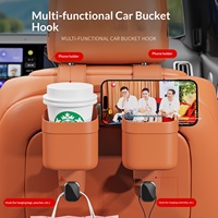 Support de tasse multifonctionnel en cuir Napa pour voiture, crochet de fixation pour siège de voiture, support de téléphone, gadget de rangement pour voiture, accessoires automobiles