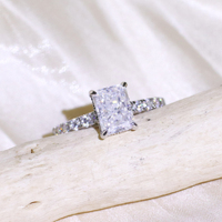Bague de Fiançailles Tianyu Moissanite Taille Radiant Certifiée GRA 2ct 3ct Moissanite Plaqué Or Argent 925 pour Femme