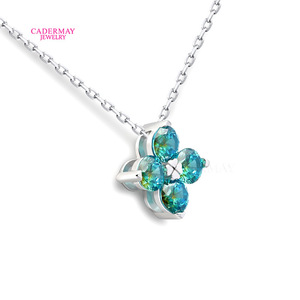 Cardermay S925 <b>Silver</b> Pendant <b>Necklace</b> Blue Flower Design Gift Jewelry - Product Image 4