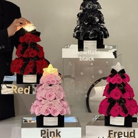 Bunga Awet Pohon Natal Menara Mawar Abadi Freud Hadiah Ulang Tahun Hadiah Pindah Rumah untuk Teman Dekorasi Kreatif Ruang Tamu