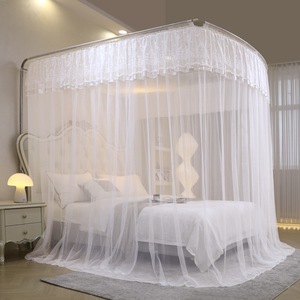 Luxe rose princesse Style Portable dentelle <span class=keywords><strong>moustiquaire</strong></span> plié Polyester maison Camping en plein air roi double été anti-moustique - Product Image 4