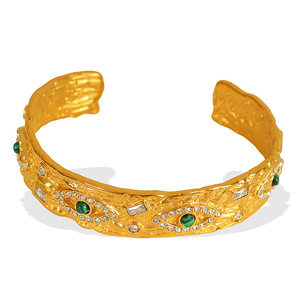 Women's Evil Eye <b>Bracelet</b> Gold <b>Silver</b> Zircon Inlay Bezel Setting Everyday Wear Jewelry <b>Bangle</b> SZ171 - Product Image 5