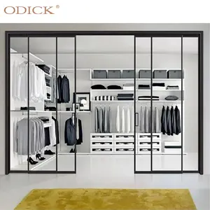 ODICK Pocket Sliding Door Smart Lock Aluminum Automatic Glass Graphic Design Stainless Steel Modern Finished Waterproof Black