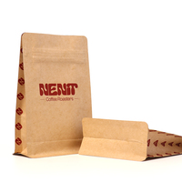 Sac à café en papier kraft personnalisé 250g 500g 1kg, pochette à fond plat avec valve et fermeture éclair, emballage pour grains de café