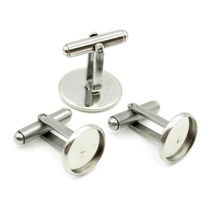 Soporte para gemelos de acero inoxidable, base de disco soldada de 6x25mm para gemas, accesorios de joyería DIY, ropa formal para hombre - Product Image 1