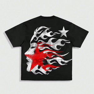 เสื้อยืดผู้ชาย New Hell Star ผ้าคอตตอน/ใยไผ่ หนัก 300 กรัม สไตล์วินเทจ กันยับ ใส่ได้ทั้งชายและหญิง คอกลม แขนสั้น - Product Image 2