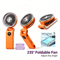 235 °   Ventilateur portable pliable pour le cou, 5 vitesses, écran LED, 10h d'autonomie, couleurs personnalisables, idéal pour la maison, le bureau, les voyages, les activités de plein air et les cadeaux
