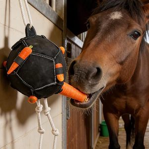 Balle d'entraînement pour chevaux, en matériau PP noir, souple, pour friandises pour chevaux, fournitures équestres - Product Image 1