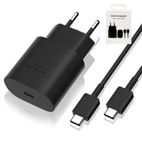 Charger USB-C PD 25W Terlaris, Adaptor Perjalanan TYPE-C DENGAN Kabel TYPE-C untuk Samsung Galaxy S26 S25 S24 S23 Adaptor Daya Tipe C