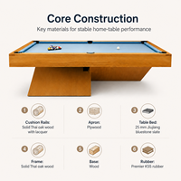 Mesa de Billar Moderna de Lujo para el Hogar, Madera de Roble Tailandés Sólido, Pizarra de 25 mm, Mesa de Billar para Sala de Juegos de Villa, OEM ODM, 8 pies