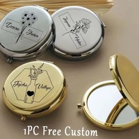 Cadeau promotionnel, mini miroir de poche rond moderne, miroir compact, cadeaux pour demoiselles d'honneur, cadeaux pour invités de mariage, personnalisé avec logo