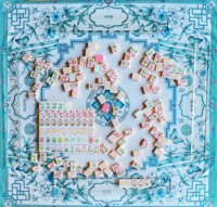 Ensemble de Mahjong américain de luxe à thème jardin rose, 160 pièces, avec tuiles en acrylique et tapis de jeu floral Joker
