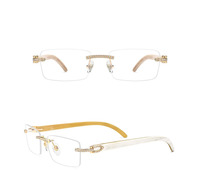 YTSBL10070 UTO FASHION Lunettes de soleil unisexes de luxe à monture carrée sans bords en corne de buffle, protection UV400