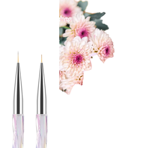 Lot de 5 pinceaux à ongles en silicone avec manche acrylique dégradé, stylo de modelage en silicone pour nail art et peinture au gel, emballage en sac PVC - Product Image 3