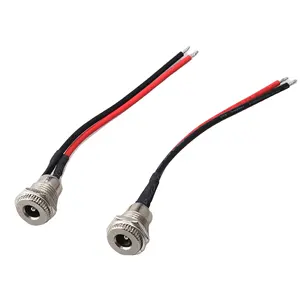 10cm 18AWG 5A Panel Mount DC 099 Female Socket 5.5x2.1mm 2.5mm Metal Threaded Connector to Open Tinned Wires End Cable