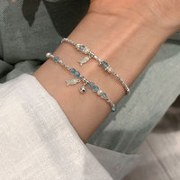 Argent bleu clair cristal petit poisson pour Bracelet pour femmes polyvalent luxe mode perlé bijoux haut de gamme exquis