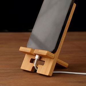 Custom Logo Eco Friendly <b>Bamboo</b> Portable Desk Phone Stand with Silk <b>Screen</b> Printing for Corporate Giveaway and Promotional Use - Product Image 5