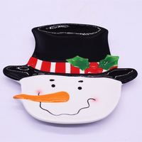 Adorable Assiette à Salade et à Beurre en Porcelaine Personnalisée avec un Dessin de Père Noël pour Enfants, Décoration de Noël, Assiettes pour Bonbons et Snacks, Fabriquées à la Main, Durables