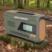 Retro Fortune Factory Hochwertiges Tragbares DAB-Radio für Zuhause und Unterwegs mit Taschenlampe und Notfall-Dynamo