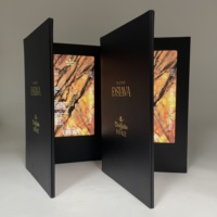 Porte-documents en cuir PU A5 à 2 pages avec éclairage LED, couvertures de menu avec lumière LED, porte-documents en cuir PU noir