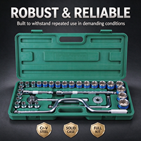 OEM ODM Jeu de clés à douille 32 pièces 12,5 mm à six pans, kit d'outils manuels à bord bleu avec poignée à cliquet pour l'assemblage en usine et en atelier