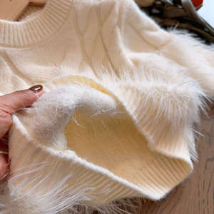 Girls Pullover Sweater Thickening Solid Color Cotton Knitwear For Autumn Winter Kids Fashion Top - Product Image 4
