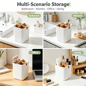 Organizador de Escritorio de Bambú Ecológico Personalizado con Separador de Bambú Extraíble para Maquillaje, Cepillos de Dientes, Papelería <span class=keywords><strong>y</strong></span> Cocina - Product Image 6
