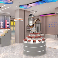 10-YHeS004 Mobilier de magasin K-beauty écologique et durable avec éclairage LED, finition stratifiée, design personnalisable pour boutique de soins de la peau