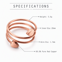 Cincin Magnetik Tembaga Merah Murni 99.9% untuk Menghilangkan Rasa Sakit Cincin Terapi Magnetik Spiral yang Dapat Disesuaikan Perhiasan Bio Energi Penyembuhan Arthritis