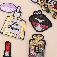 Patch Bordir Payet Grosir untuk Botol Lipstik dan Parfum, Dapat Disetrika untuk Pakaian Anak Perempuan dan Wanita