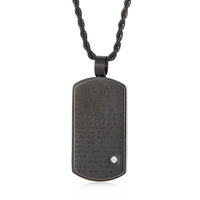 Pendentif carré classique pour homme en acier inoxydable étanche avec chaîne maille gourmette, motif lettre biblique