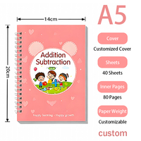 Cahier d'exercices réutilisable pour enfants, reliure spirale, alphabet, mathématiques, dessin, cahier de copie pour l'apprentissage préscolaire en Malaisie