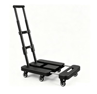 Chariot de plateforme pliable portable Xinanda, robuste, avec base extensible, 6 roues, pour bagages, étudiants, coursiers, déménagement, courses