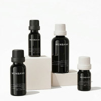 Bouteille en verre pour huile essentielle noire DIN18-410 30ml 50ml avec bouchon inviolable, étiquette autocollante UV, impression de logo sur écran