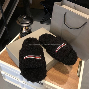 Pantuflas de Mujer con Peluche, Abiertas, Cálidas, para Interiores y Exteriores, con Bordado, Zapatos Cálidos - Product Image 1
