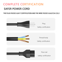 Prise US 3 broches 18AWG utilisation sur ordinateur cuisinière électrique bouilloire cordon d'alimentation ca rallonge fil de câble de prise