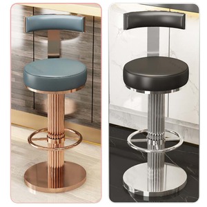 <span class=keywords><strong>Silla</strong></span> de Barra Moderna con Base Metálica Ajustable y Giratoria, <span class=keywords><strong>Silla</strong></span> Alta de Cuero de Lujo para Barra o Mostrador - Product Image 5