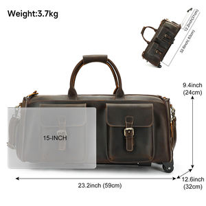 カスタムクレイジーホース本革トラベルバッグ荷物男性折りたたみ収納服ダッフルバッグ革トラベルバッグ男性 - Product Image 6