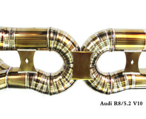 Nouveau style système d'échappement Catback en titane doré soudé TIG pour <span class=keywords><strong>Audi</strong></span> <span class=keywords><strong>R8</strong></span> <span class=keywords><strong>V10</strong></span> 5.2L 2017-2019, épaisseur 1.5mm, valve à vide - Product Image 3