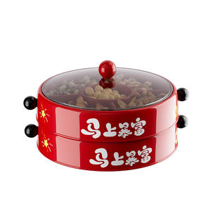 Plateau rotatif de luxe pour fruits secs, rond, avec impression de lettres, en matériau PETABS, pour le salon, boîte de rangement du Nouvel An chinois - Product Image 2