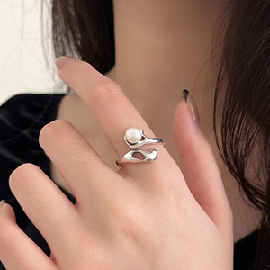 Sterling Silver S925 Pearl <b>Ring</b> Open Design Claw Setting Unisex Everyday Wear - Product Image 3